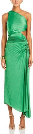 A.L.C. Dahlia One-Shoulder Pleated Maxi Dress In Basil