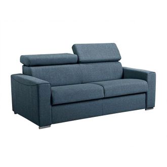 Vente-Unique Vente-unique - Divano letto 3 posti ribalta memory foam - Letto: 140 cm Materasso: 18 cm Tessuto Blu - vizir