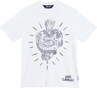 Just Cavalli Big Heart T-shirt - Heren - T-shirts - Wit - XL - Katoen - Tops