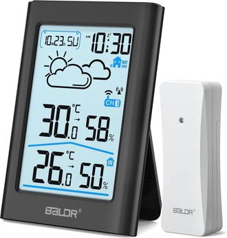 OEM Estaci&oacute;n Meteorol&oacute;gica Inal&aacute;mbrica Con Sensor Exterior, Radio Reloj Digital Dcf, Term&oacute;metro E Higr&oacute;metro Para Interiores Y Exteriores, Para Pron&oacute;stico