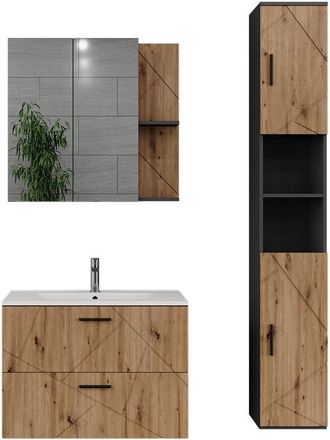 Vicco Conjunto De Muebles De Ba&ntilde;o Irma, Antracita/artisan, 4 Partes, Vicco