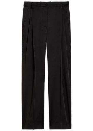 Stella McCartney Stella Mccartney Pleated Straight-leg Satin Trousers - Black - 46 (UK14 / L)