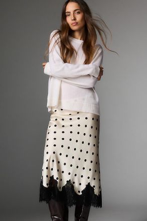 Reformation Carolina Lace-Hem Silk Midi Skirt