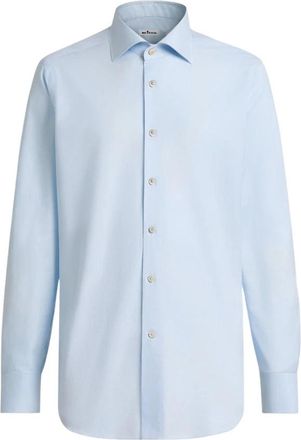 Kiton Formele Regular Fit Overhemd - Heren - Zakelijke Overhemden - Blauw - 2XL - Katoen - Overhemden