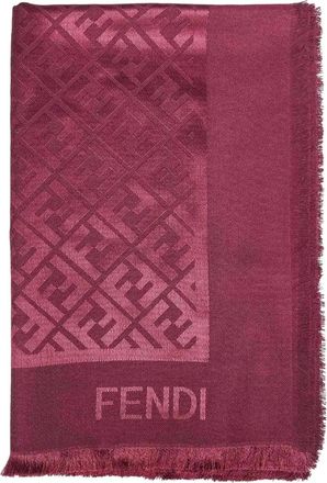 Fendi Sciarpa jacquard con frange - Rosso