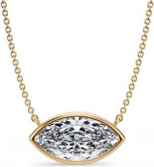 Allurez Marquise Lab Diamond Solitaire Pendant Necklace 14K Yellow Gold (3.50ct)