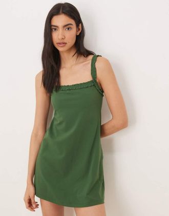 Abercrombie & Fitch YPB - Vestito da allenamento kaki con pantaloncini integrati-Verde