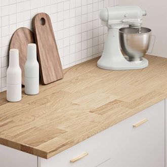 Berkfield Home Kitchen Worktop 140x63.5x2.7 cm Solid Wood Oak Rectangular in Brown
