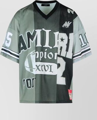 Amiri mesh spliced oversized v-neck t-shirt