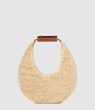 Staud Sac Moon Raffia Tote Bag Natural Tan
