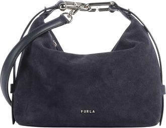 Furla Black Tonie Mini Hobo Brushed Leather Shoulder Bag