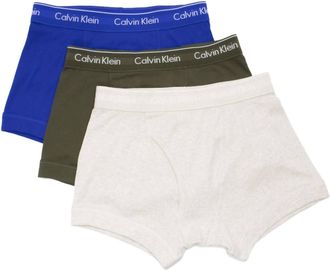 Calvin Klein Mens Cotton Classic Fit 3-Pack Trunk Boxer Briefs In Royalty/black/white