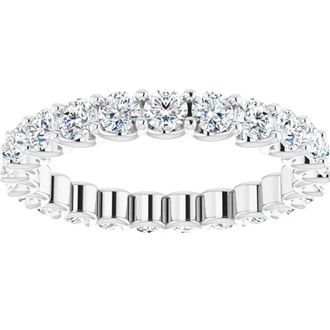 Pompeii3 1 1/2Ct Natural Diamond Certified Eternity Ring Wedding 14k White Gold Size 4 Size: 4