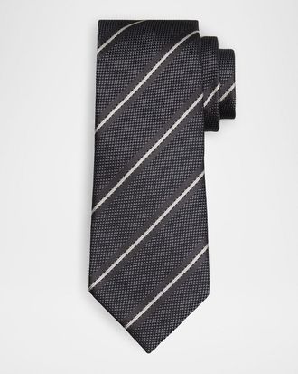 Tom Ford Mens Two-Tone Regimental Diagonal Stripe Silk Tie
