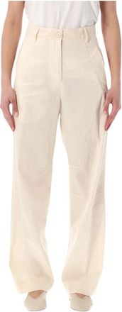 Dries Van Noten High-Waist Straight Broeken - Dames - Straight fit broeken - Beige - S - Katoen - Broeken