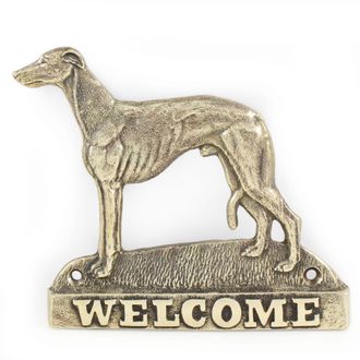 OEM Whippet, Galgo Ingl&eacute;s: Cartel Para Puerta Con Un Perro, Placa De Bienvenida De Lat&oacute;n, Cartel &Uacute;nico Con La Inscripci&oacute;n Welcome De Art-dog