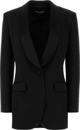 Dolce & Gabbana Womens Black Stretch Wool Blend Blazer - Size EU 38 (Womens)