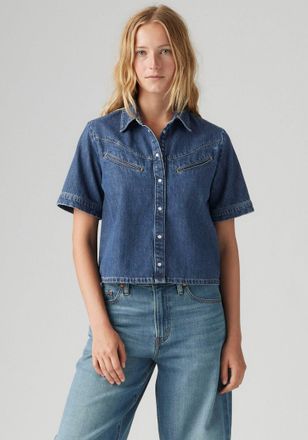 Levi's Jeansbluse LEVIS RINOA, Damen, Gr. XXL (44), sledge sister, Denim/Jeans, Obermaterial: 100% Baumwolle, unifarben, gerade h&uuml;ftlang, Rundhals, Blusen Je