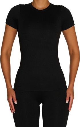 Naked Wardrobe Bare Short Sleeve Crew Top in Black at Nordstrom Rack, Size X-Small