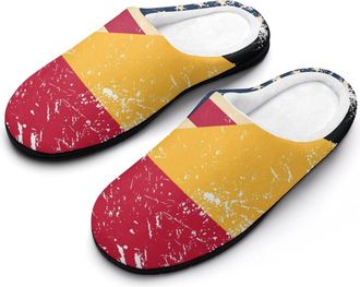 Generic U.S.A And Belgium Vintage Flag Fashion Cotton Slippers for Women Memory Foam House Slippers Non-Slip House Bedroom Shoes