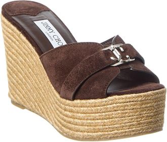 Jimmy Choo London Leda 100 Suede Wedge Sandal