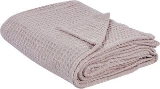 Beliani Beliani - Colcha De Algod&oacute;n Relieve Gofre Textiles Sala De Estar Dormitorio Rosa Pastel 150 X 200 Cm Chagyl