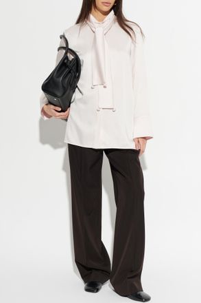 Jil Sander Shirt With Decorative Neckline, Womens, Cream