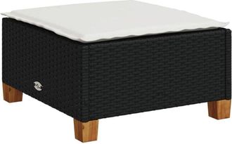 vidaXL Vidaxl - Taburete de jardín y cojín ratán sintético negro 63,5x56x32 cm