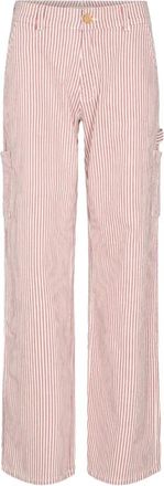 Sofie Schnoor Rode Cargo Broek met Gestreepte Print - Dames - Straight fit broeken - Rood - M - Katoen - Broeken