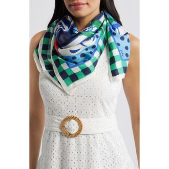 Echo Beach Picnic Silk Square Scarf in Ultramarine at Nordstrom