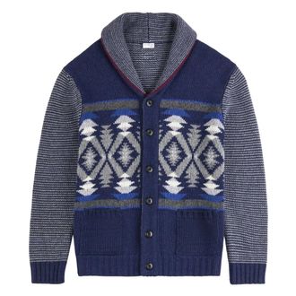 Fay Cardigan Jacquard Desert Code Archive - Knitwear - Hombre - Azul - L