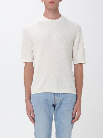 Emporio Armani Short-Sleeved Cotton Crewneck Jumper with Ribbed Trims
