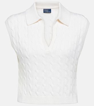 Polo Ralph Lauren Gilet in misto lana a trecce