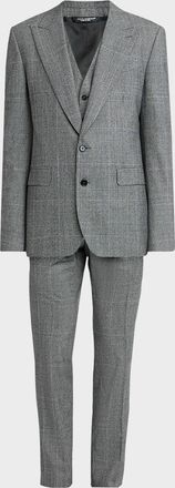Dolce & Gabbana Men & apos;s Wool Glen Plaid Three-Piece Suit