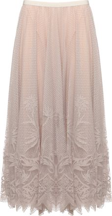 Fabiana Filippi Midi Lace Skirt With Scalloped Hem And Petticoat