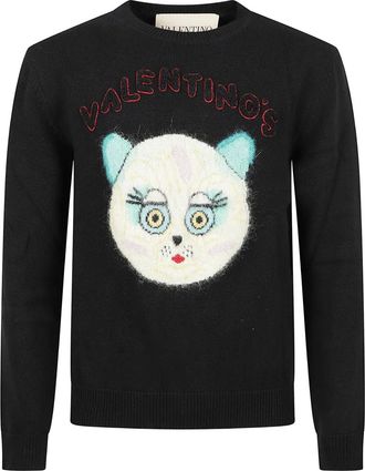 Valentino Garavani Maglione con applicazione Chat de La Maison - Nero