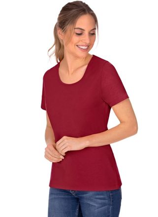 Trigema T-Shirt TRIGEMA TRIGEMA Damen T Shirt aus Biobaumwolle, Damen, Gr. XXL, rot (rubin, c2c), 100% Baumwolle (Bio-Baumwolle kbA), Basic, Shirts T-Shirt