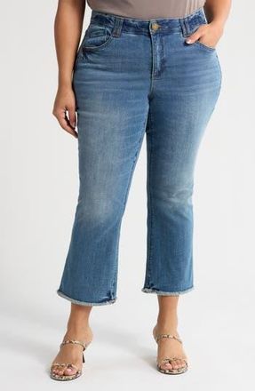 Wit & Wisdom Frayed High Waist Ankle Slim Straight Leg Pants (Nordstrom Exclusive) in Mid Blue Artisanal at Nordstrom Rack, Size 14W