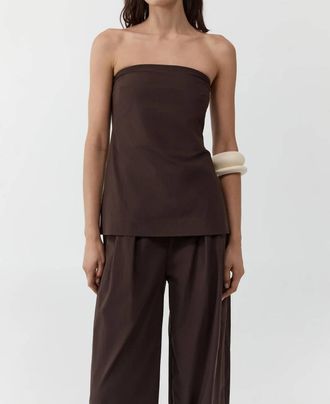 St.Agni Strapless Rouleau Tie Top In Bark
