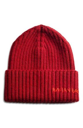 Ruslan Baginskiy Monogram Embroidered Merino Wool Beanie in Burgundy at Nordstrom