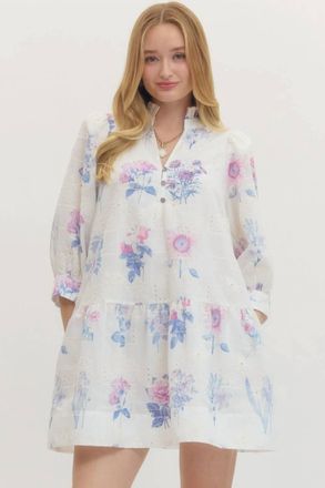 Entro Lilly Eyelet Mini Dress In White