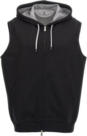 Brunello Cucinelli Black Hooded vest