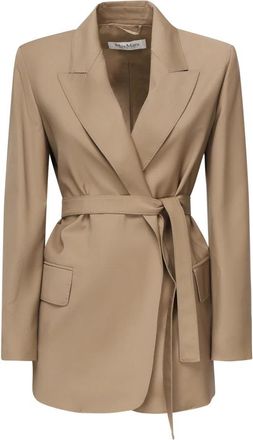 Max Mara Hazelnoot Peak Revers Jas - Dames - Blazers - Beige - S - Jassen