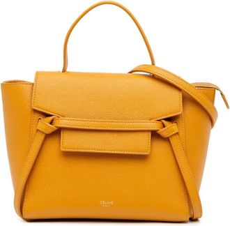 Celine Pre-owned Cross Body Bags, female, Yellow, Size: ONE SIZE Pre-owned Small Cabas Mini Bag Leather