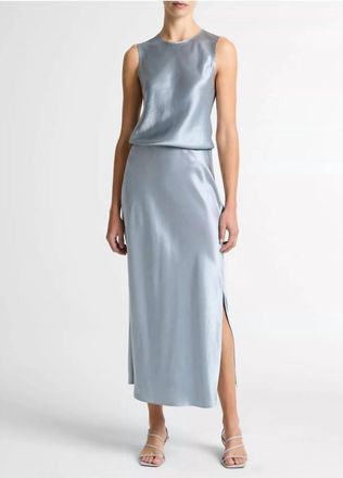 Vince Side Slit Slip Skirt In Light Lagoon