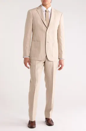 Nordstrom Rack Pinstripe Linen Trim Fit Suit in Alex Pinstripe at Nordstrom Rack, Size 38 Regular