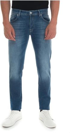 Marco Pescarolo Contrast Gestikte Denim Jeans - Heren - Slim Fit Jeans - Blauw - W40 - Denim - Jeans