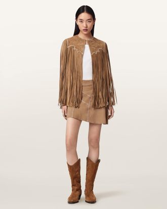 AllSaints Clara Whip Suede Mini Skirt