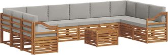 vidaXL Set Di Divani Da Esterno 11 Pz Grigio Naturale E Chiaro Vidaxl
