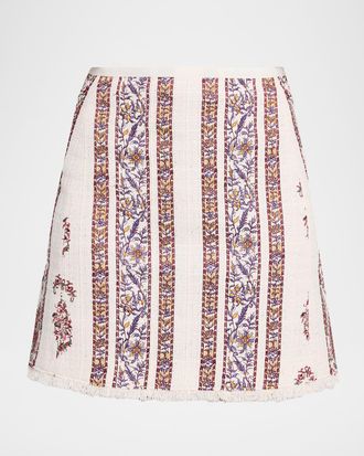 Giambattista Valli Floral Boucl&eacute; A-Line Mini Skirt